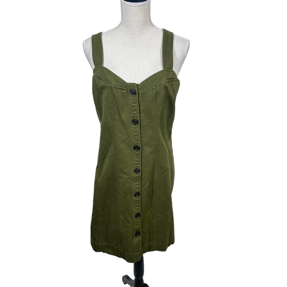 Banana Republic Green Jumper Dress Size 18 Button Front Cotton 90s Grunge
